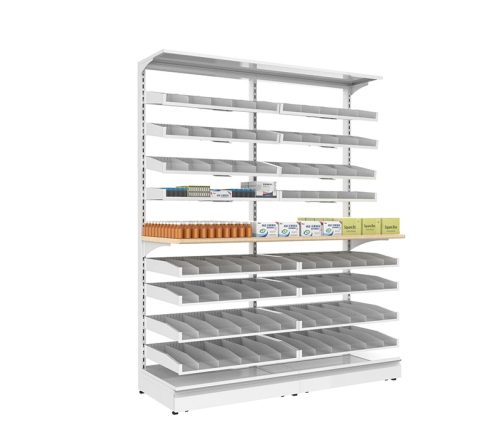 Two-Bank Single-Sided Modular Medical Pharmacy Shelf 2 Two-Bank Single-Sided Modular Medical Pharmacy Shelf 2