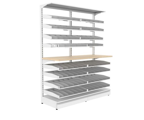 Two-Bank Single-Sided Modular Medical Pharmacy Shelf Two-Bank Single-Sided Modular Medical Pharmacy Shelf